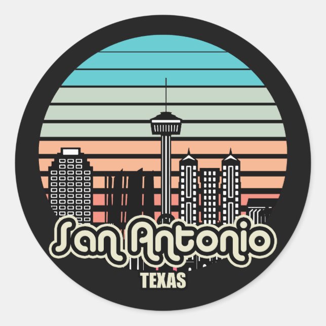 Vintage San Antonio Texas Classic Round Sticker (Front)
