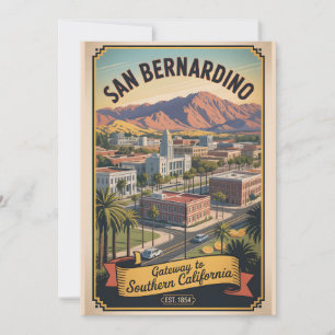 Vintage San Bernardino California Retro Travel Holiday Card