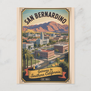 Vintage San Bernardino California Retro Travel Postcard