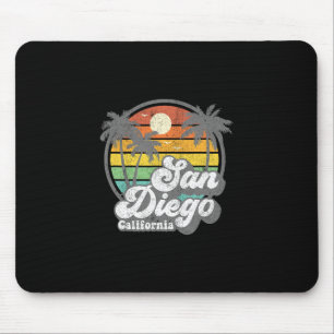 Vintage San Diego Beach California Surfing Retro S Mouse Mat