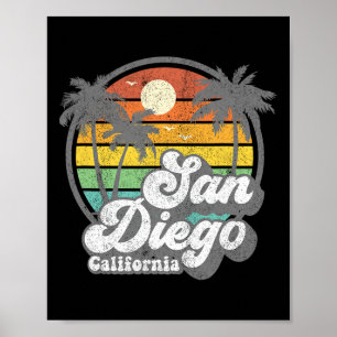 Vintage San Diego Beach California Surfing Retro S Poster