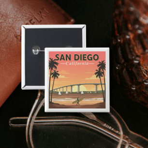 Vintage San Diego California 15 Cm Square Badge