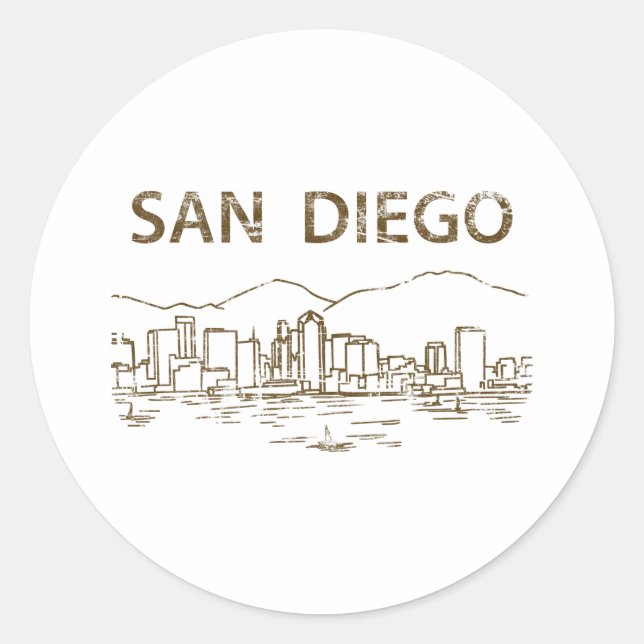 Vintage San Diego Classic Round Sticker (Front)