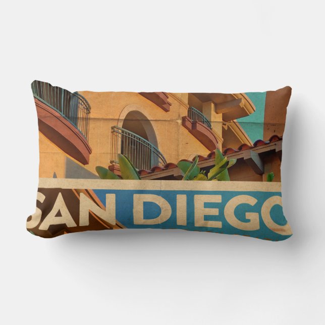 Vintage San Diego Lumbar Pillow (Front)