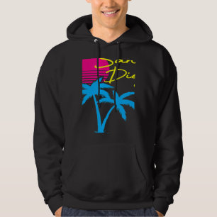 Vintage San Diego Palm Tree California Retro Aesth Hoodie