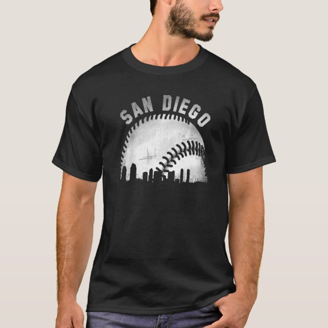 Vintage San Diego Skyline City Baseball   T-Shirt (Front)
