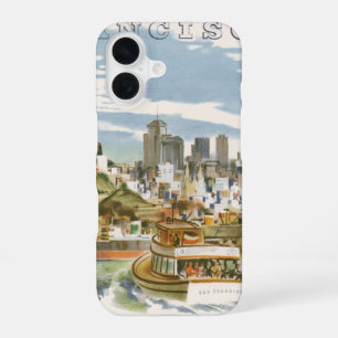 Vintage San Francisco Bay Travel Poster Ferryboat iPhone 16 Case