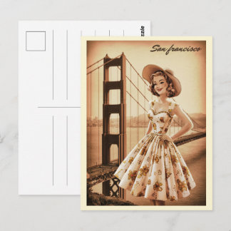 Vintage San Francisco, CA old bus on road gifts Postcard