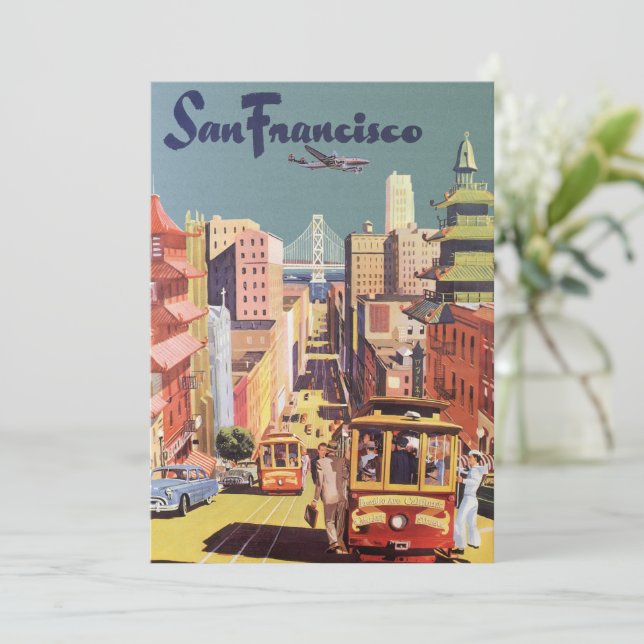 Vintage San Francisco Cable Car Housewarming Party Invitation (Standing Front)