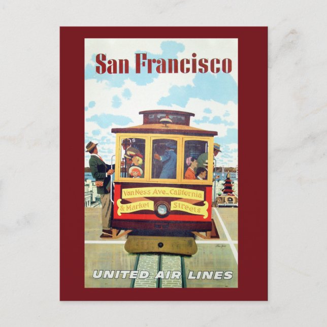 Vintage San Francisco Cable Car Travel Postcard (Front)
