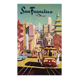 Vintage San Francisco Cable Car Travel Poster