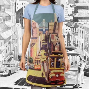 Vintage San Francisco Cable Cars Travel Poster Art Apron