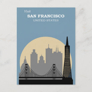 Vintage San Francisco California City Skyline Postcard