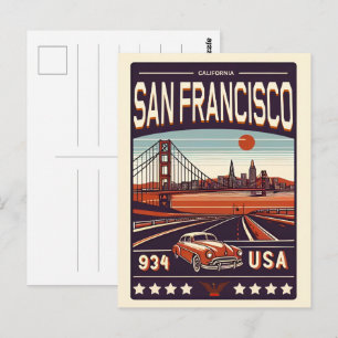 Vintage San Francisco classic car, California gift Postcard