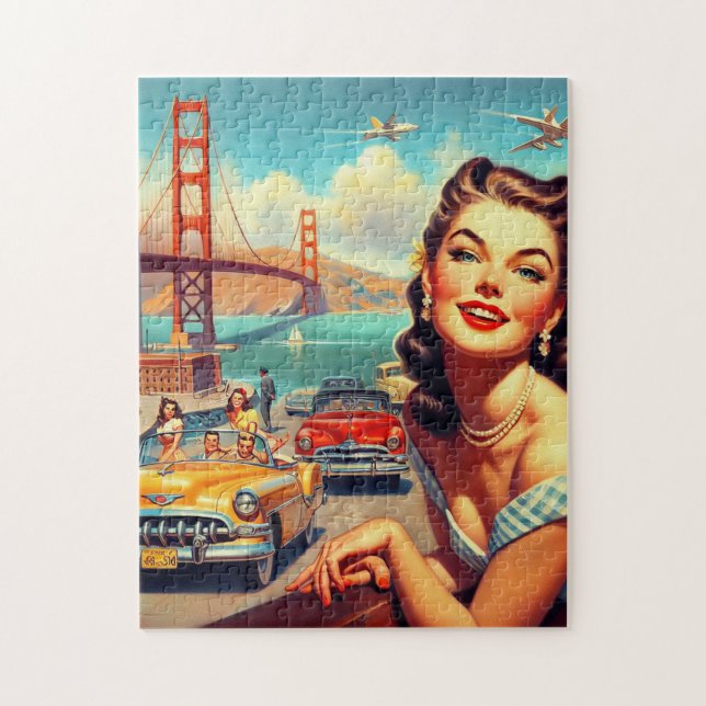 Vintage San Francisco Girl Illustration Jigsaw Puzzle (Vertical)