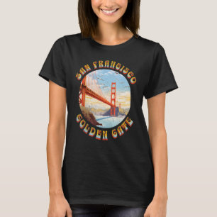 Vintage San Francisco Golden Gate Bridge Blue Sky T-Shirt