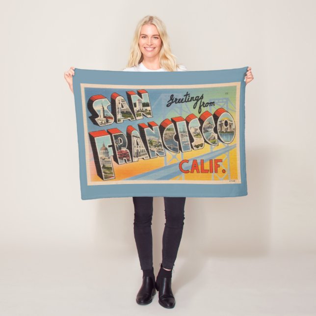 Vintage San Francisco Greeting Fleece Blanket (In Situ)