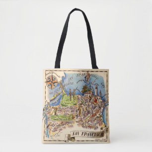 Vintage San Francisco Illustrated Map  Tote Bag