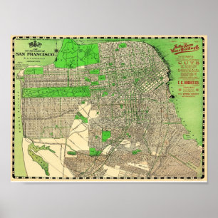 Vintage San Francisco Map from 1909 Poster