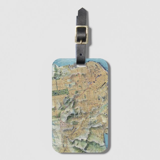 Vintage San Francisco Map Luggage Tag (Front Vertical)