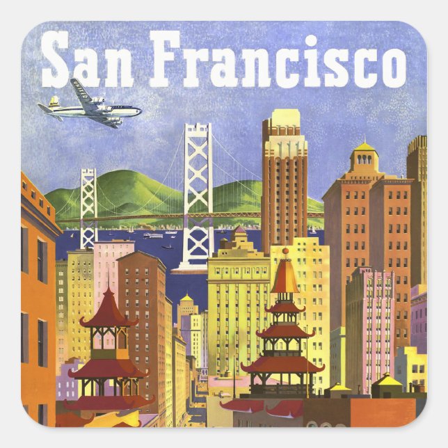 Vintage San Francisco Square Sticker (Front)