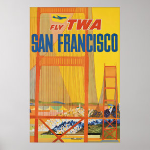 Vintage San Francisco Travel Poster Print, Airline