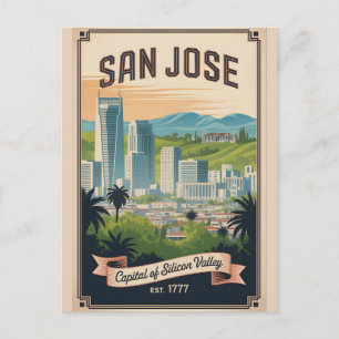 Vintage San Jose California Retro Travel Postcard