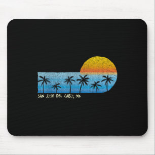 Vintage San Jose Del Cabo, Mx Palm Trees & Sun Mouse Mat