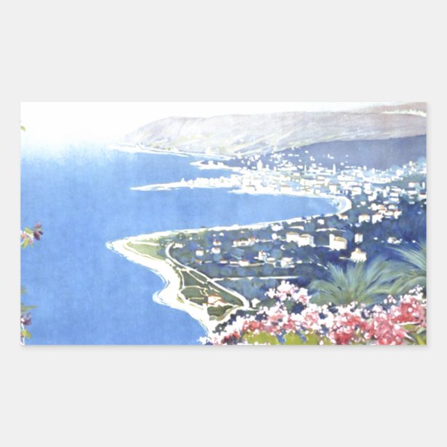 Vintage San Remo Italy Europe Travel Rectangular Sticker (Front)
