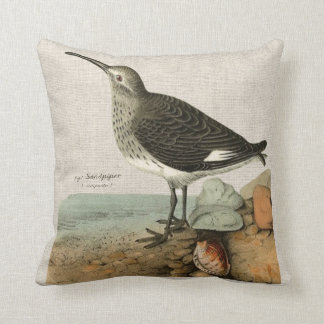 Vintage Sandpiper by the Sea Cushion