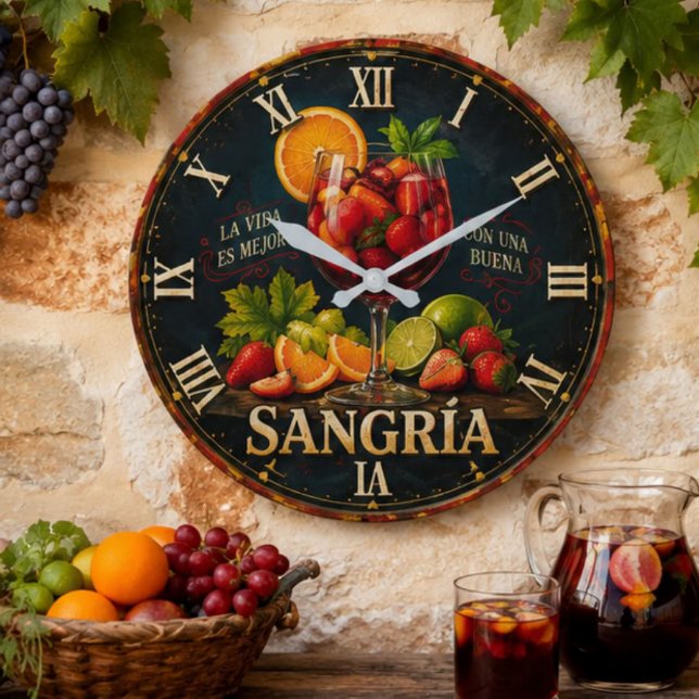 Vintage Sangria  Large Clock (Creator Uploaded)