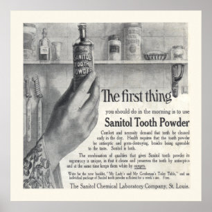 Vintage Sanitol Tooth Powder Ad from 1906 Poster