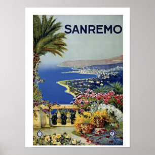 Vintage Sanremo Italian travel ad Poster