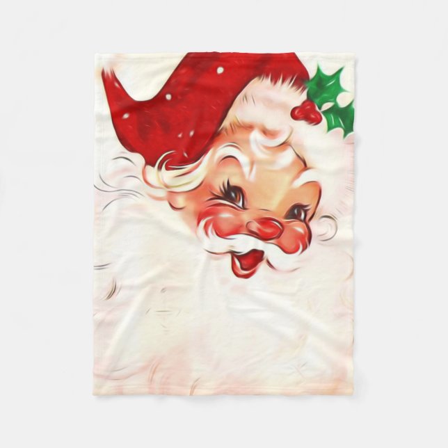Vintage Santa 4 Fleece Blanket (Front)