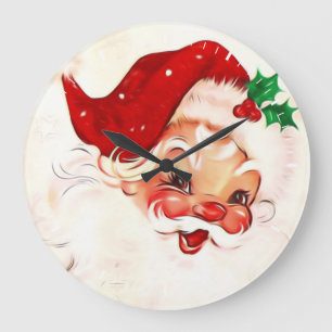 Vintage Santa 4 Large Clock