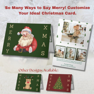 Vintage Santa 4 Photo Holiday Card