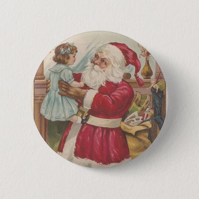 Vintage Santa 6 Cm Round Badge (Front)