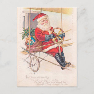 Vintage Santa Airship Fantasy Holiday Postcard
