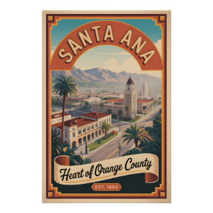 Vintage Santa Ana California Retro Travel Poster