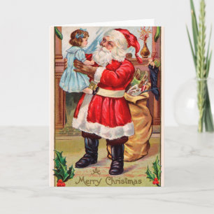 Vintage Santa and Child Holiday Card
