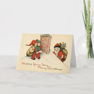 Vintage Santa and Children Christmas Card