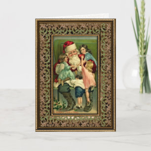 Vintage Santa and Children Christmas Card