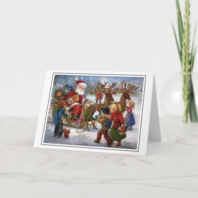 Vintage Santa and Children Greeting Card (Front)