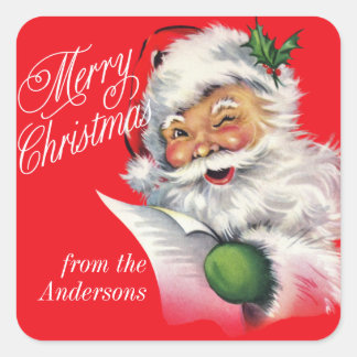 Vintage Santa And List Custom Christmas Sticker