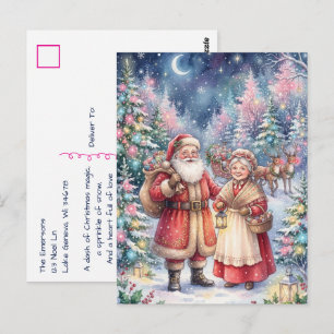 Vintage Santa and Mrs. Claus Whimsical Christmas Postcard