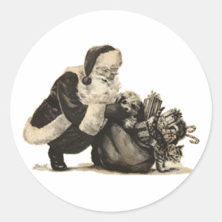 Vintage Santa and Toy Bag Sticker