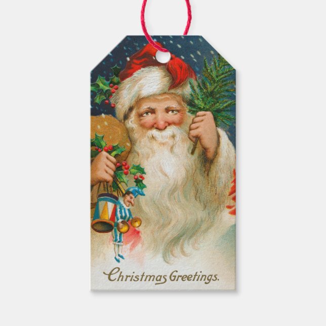 Vintage Santa and Toys Gift Tag (Front)