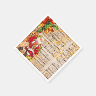 Vintage Santa and Victorian Christmas Carols Napkin