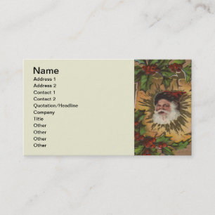 Vintage Santa Antique Holly Christmas Business Card
