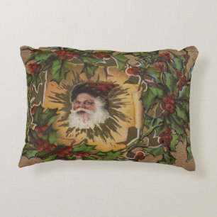 Vintage Santa Antique Holly Christmas Decorative Cushion